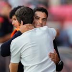 Los entrenadores del Girona Michel Sánchez y del Rayo Vallecano Iñigo Pérez